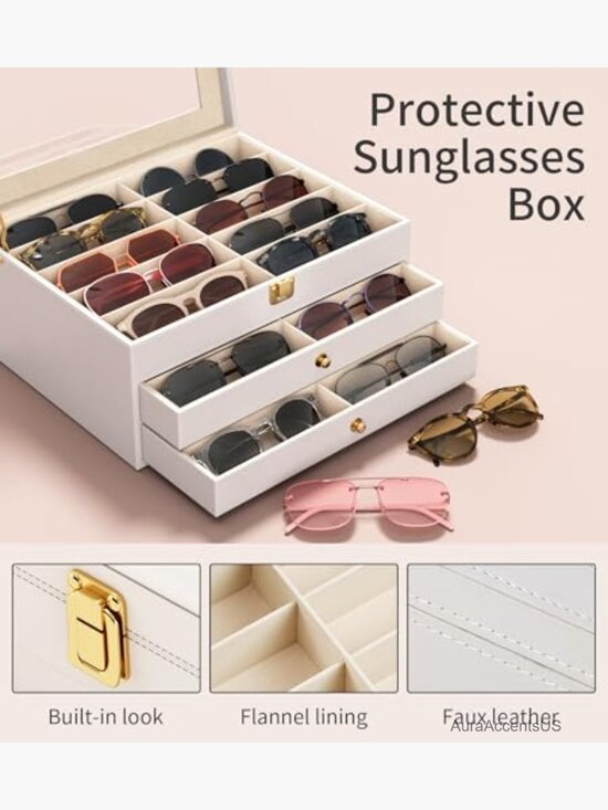 30 Slots Sunglass Organizer See-through Display Case Storage Box